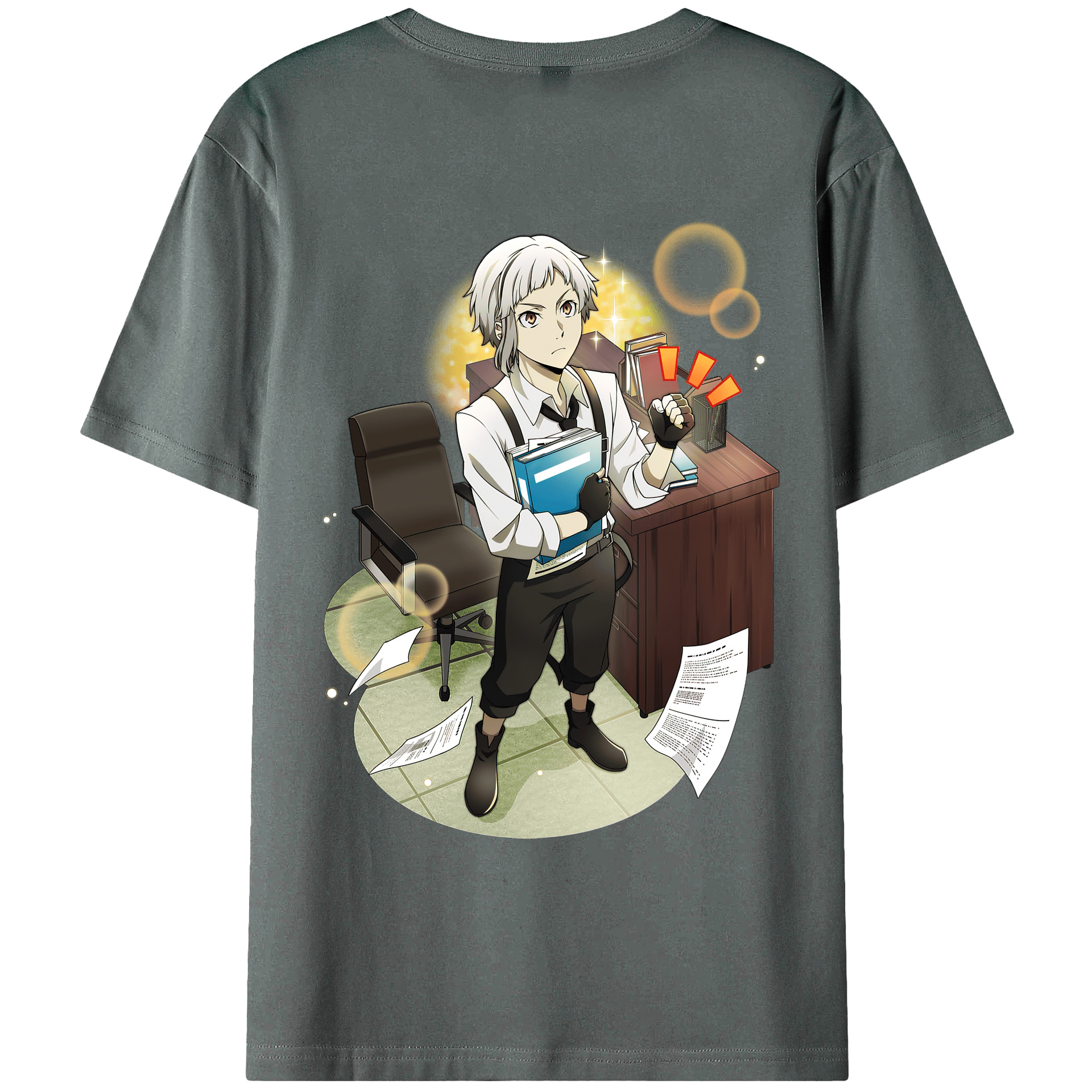（画像用） 文豪ストレイドッグス Bungo Stray Dogs 綿100％ メンズ半袖Tシャツ（バックプリント） 通気性